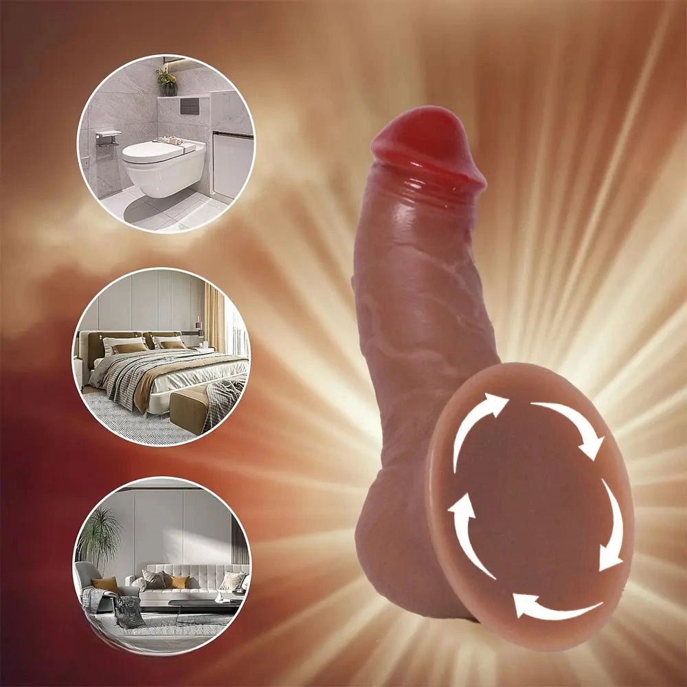 Flesh-toned curved realistic silicone dildo, photo 4
