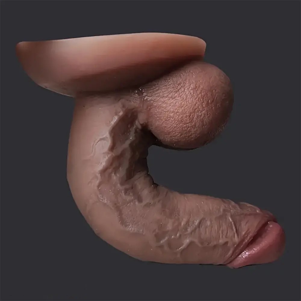 Flesh tone curved realistic silicone dildo, photo 3