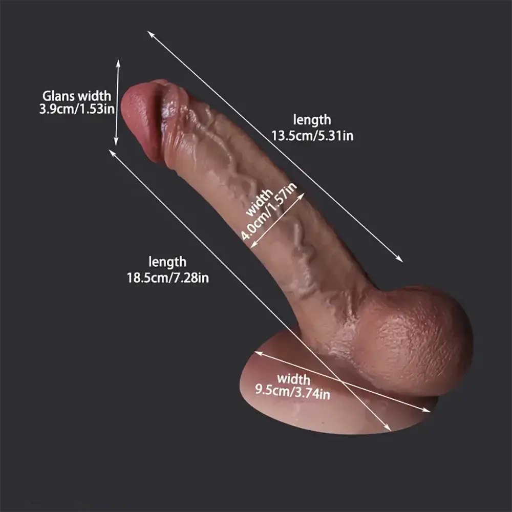 Flesh tone curved realistic silicone dildo, photo 4