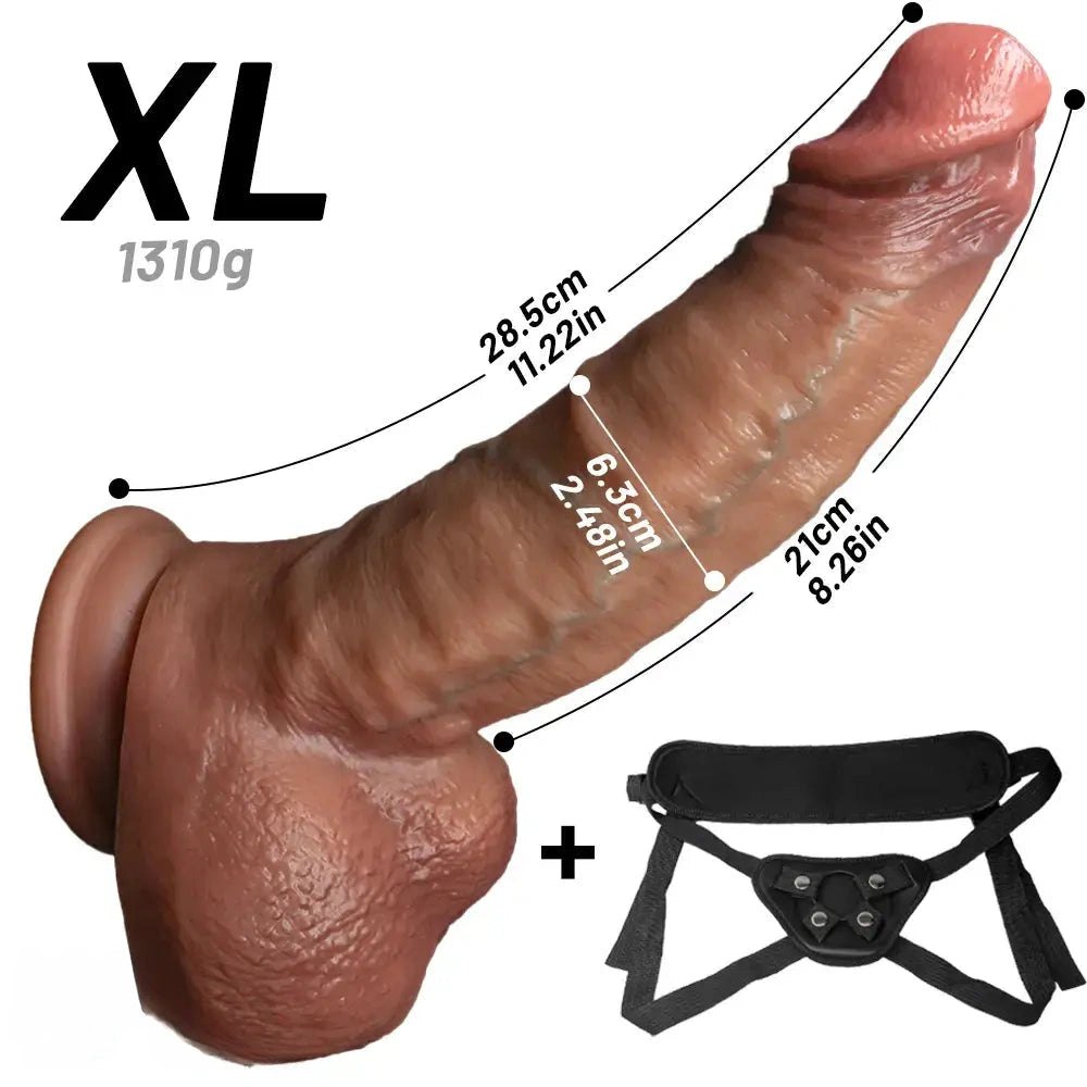Flesh-tone curved realistic strap-on dildo, photo 17
