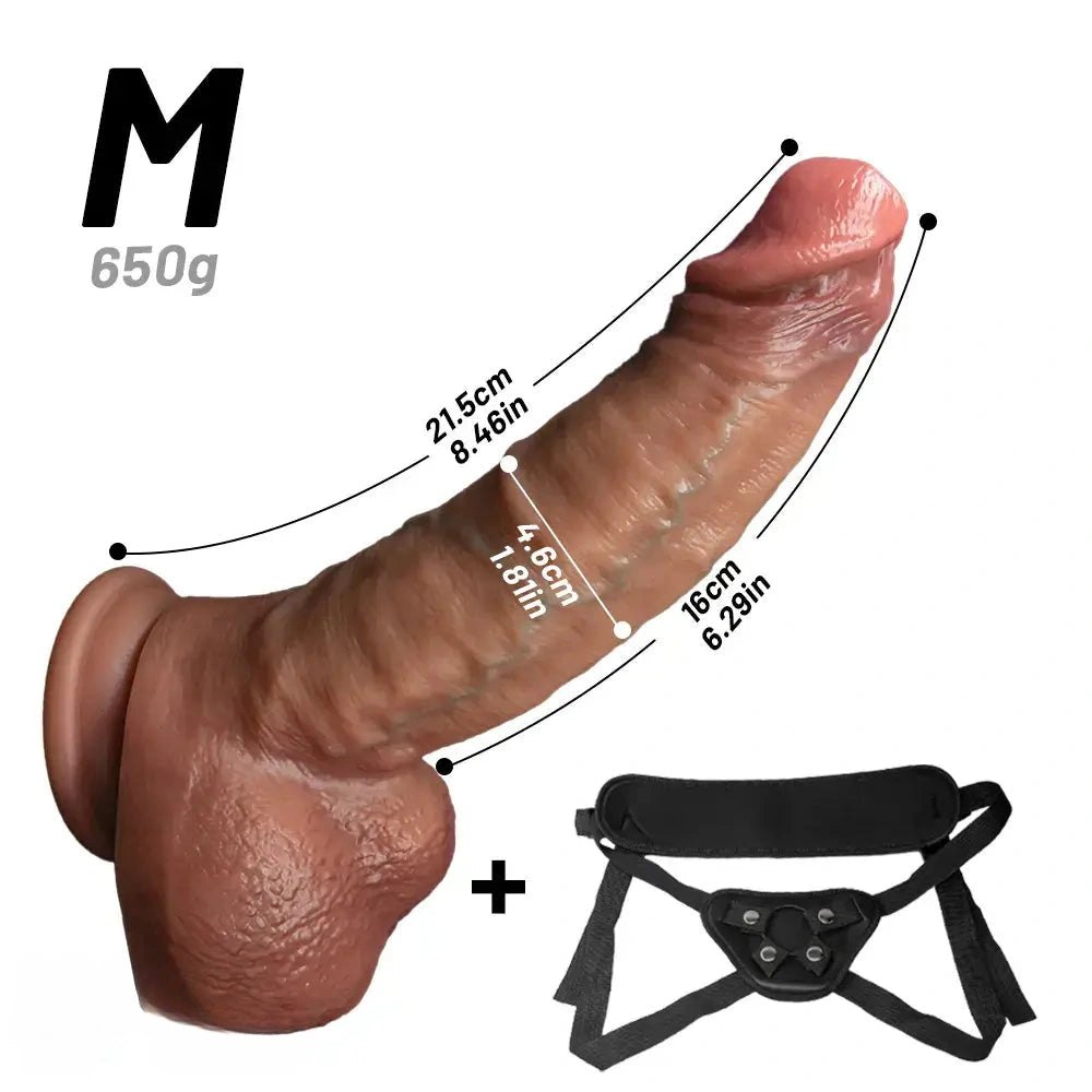 Flesh-tone curved realistic strap-on dildo, photo 20
