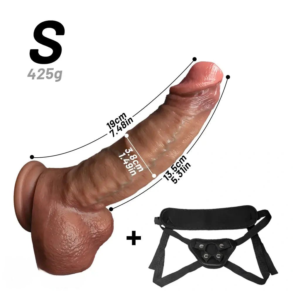 Flesh-tone curved realistic strap-on dildo, photo 22