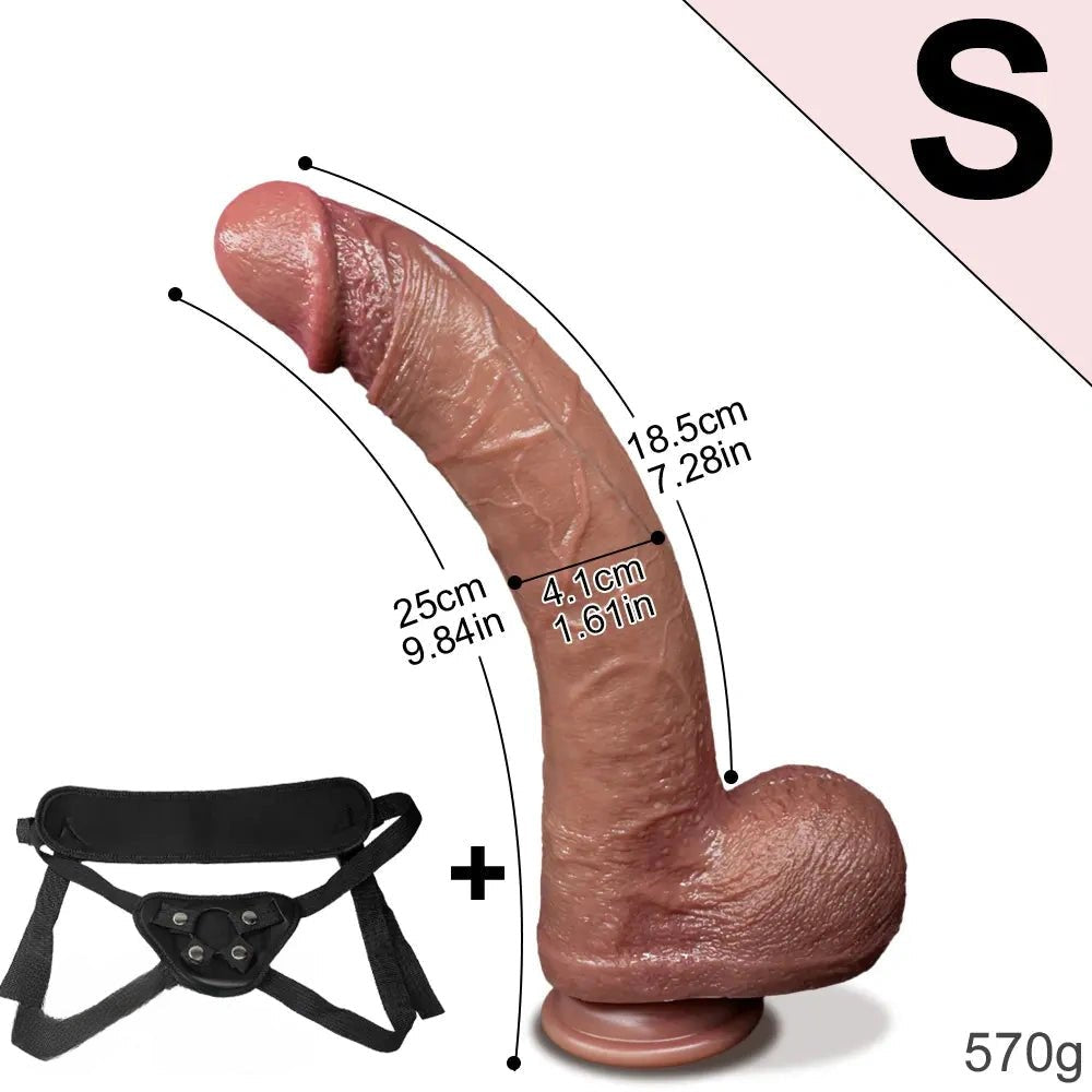 Flesh tone curved strap-on dildo, photo 15