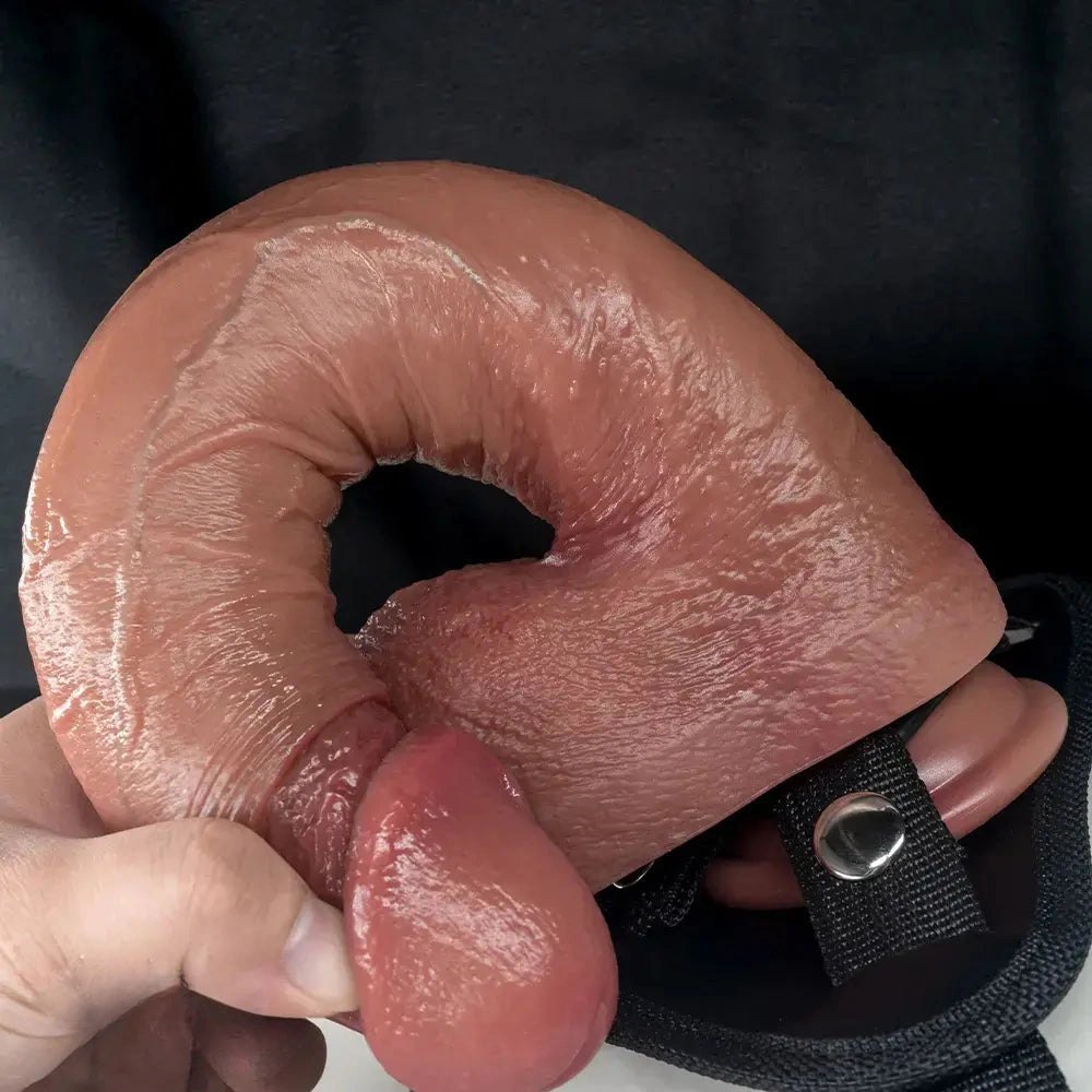 Flesh tone curved strap-on dildo, photo 8