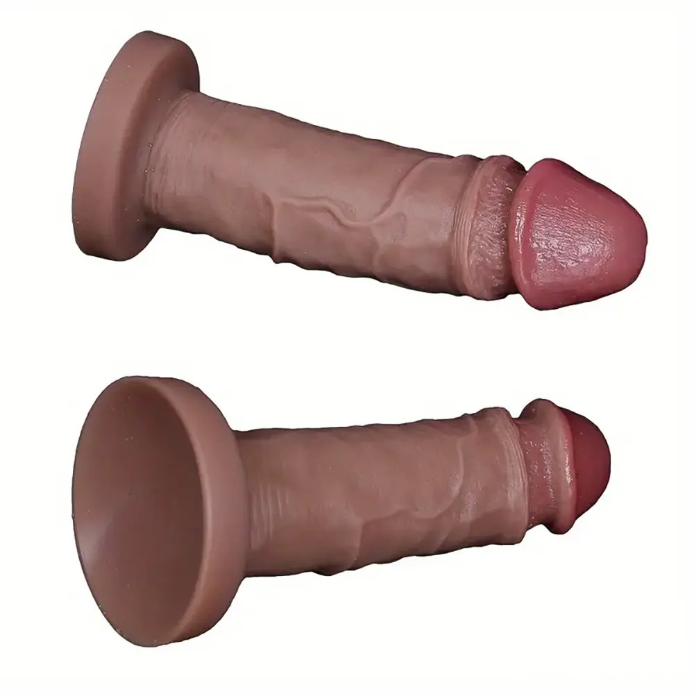 Flesh tone curved silicone suction cup dildo, photo 4