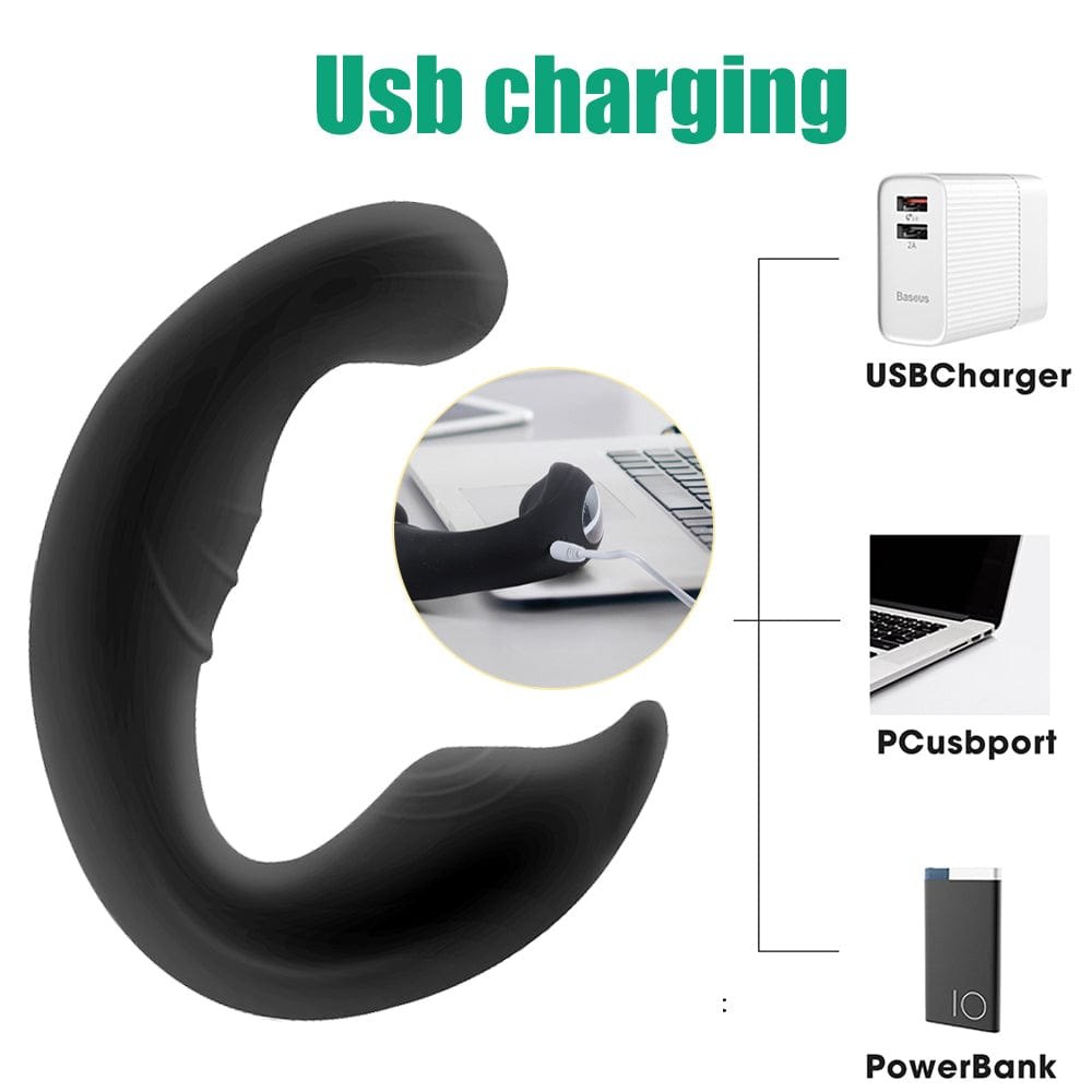 Black curved silicone prostate massager, photo 6