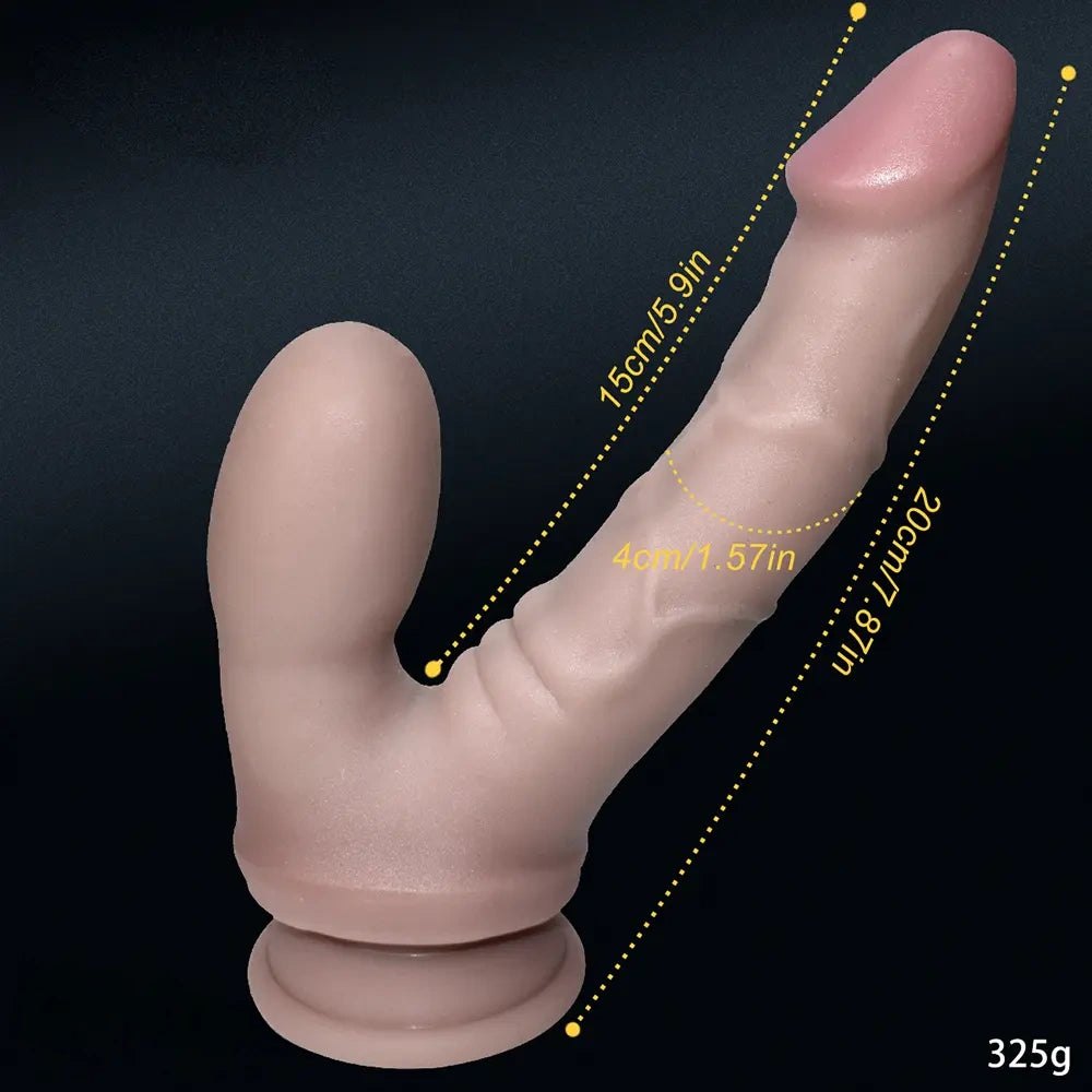 Flesh-tone curved silicone g-spot dildo, photo 3