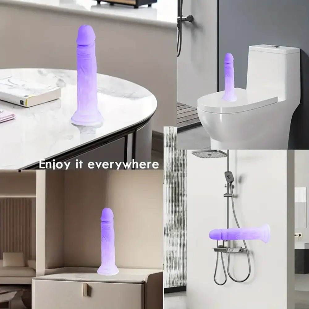 Purple silicone curved g-spot dildo, photo 5