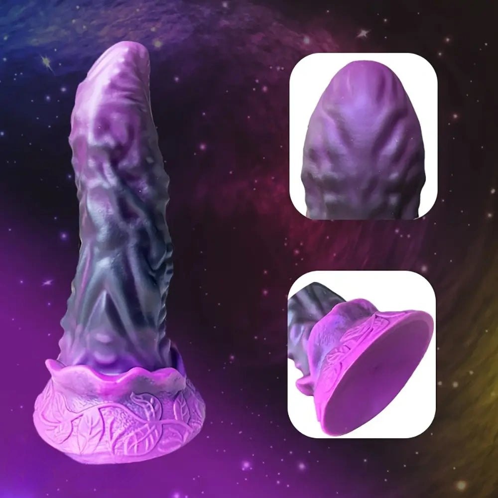 Curved silicone g-spot dildo with ribbed base, photo 1