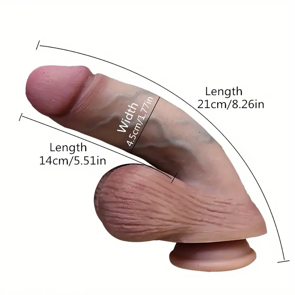 Flesh tone curved silicone dildo, photo 2