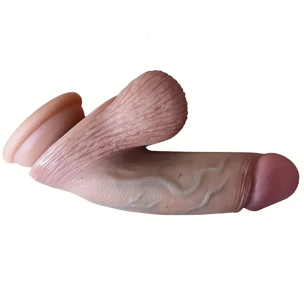 Flesh tone curved silicone dildo, photo 4