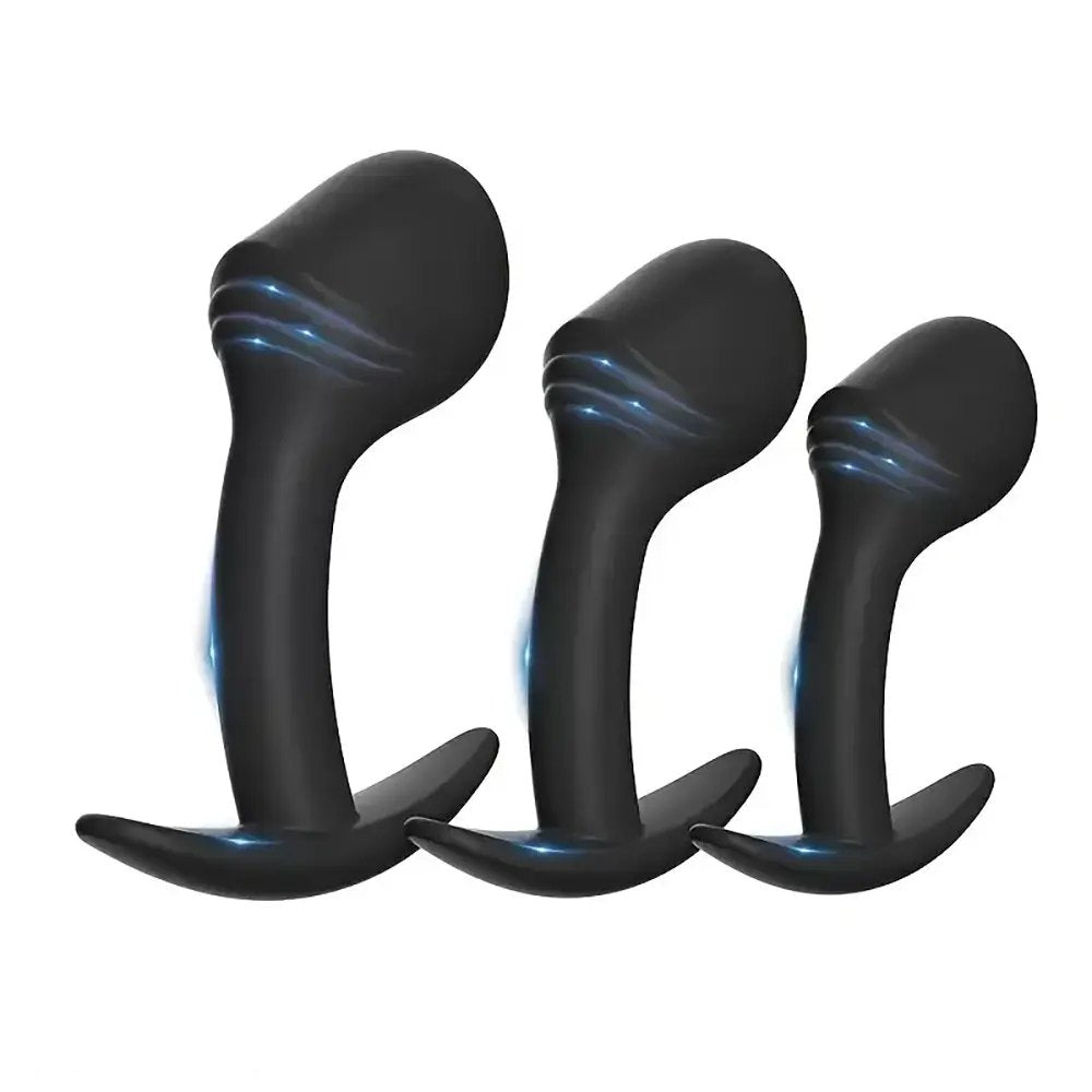 Black curved silicone prostate massager, photo 1