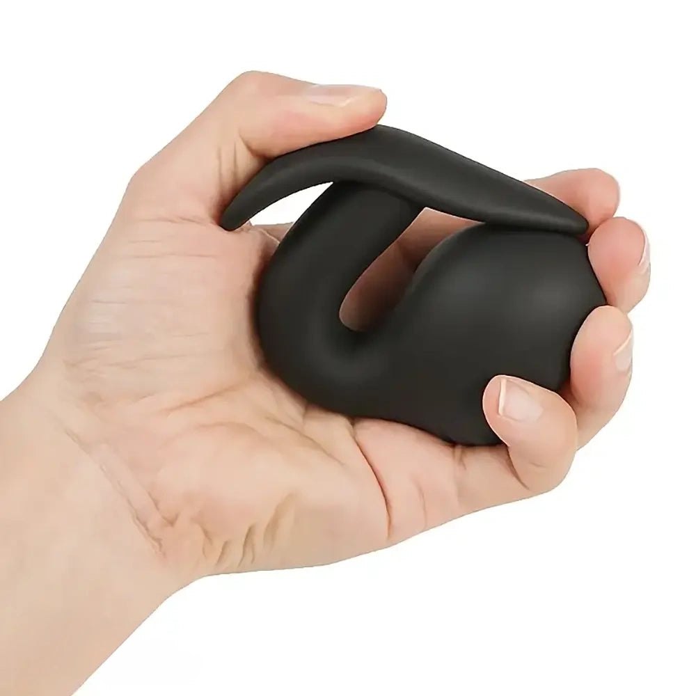 Black curved silicone prostate massager, photo 12