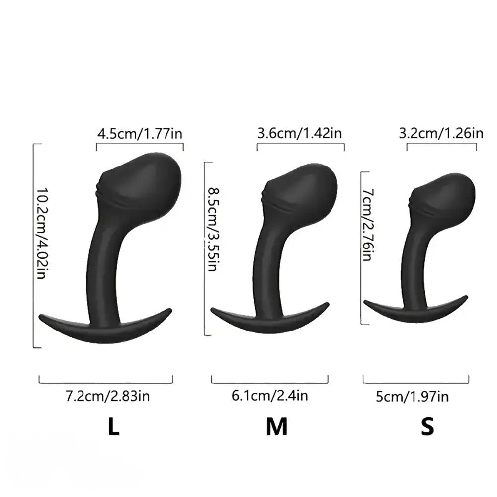Black curved silicone prostate massager, photo 6
