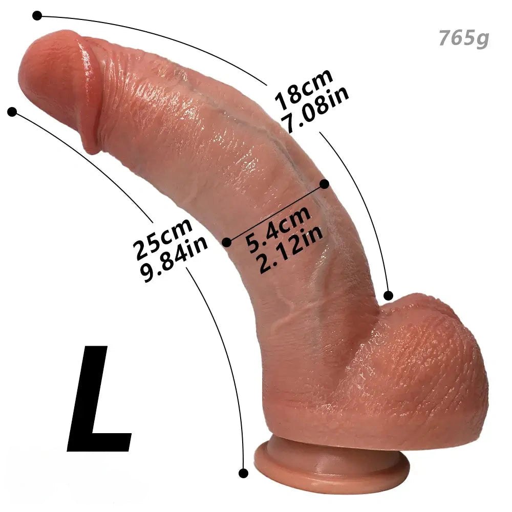 Flesh tone curved silicone strap-on dildo, photo 17