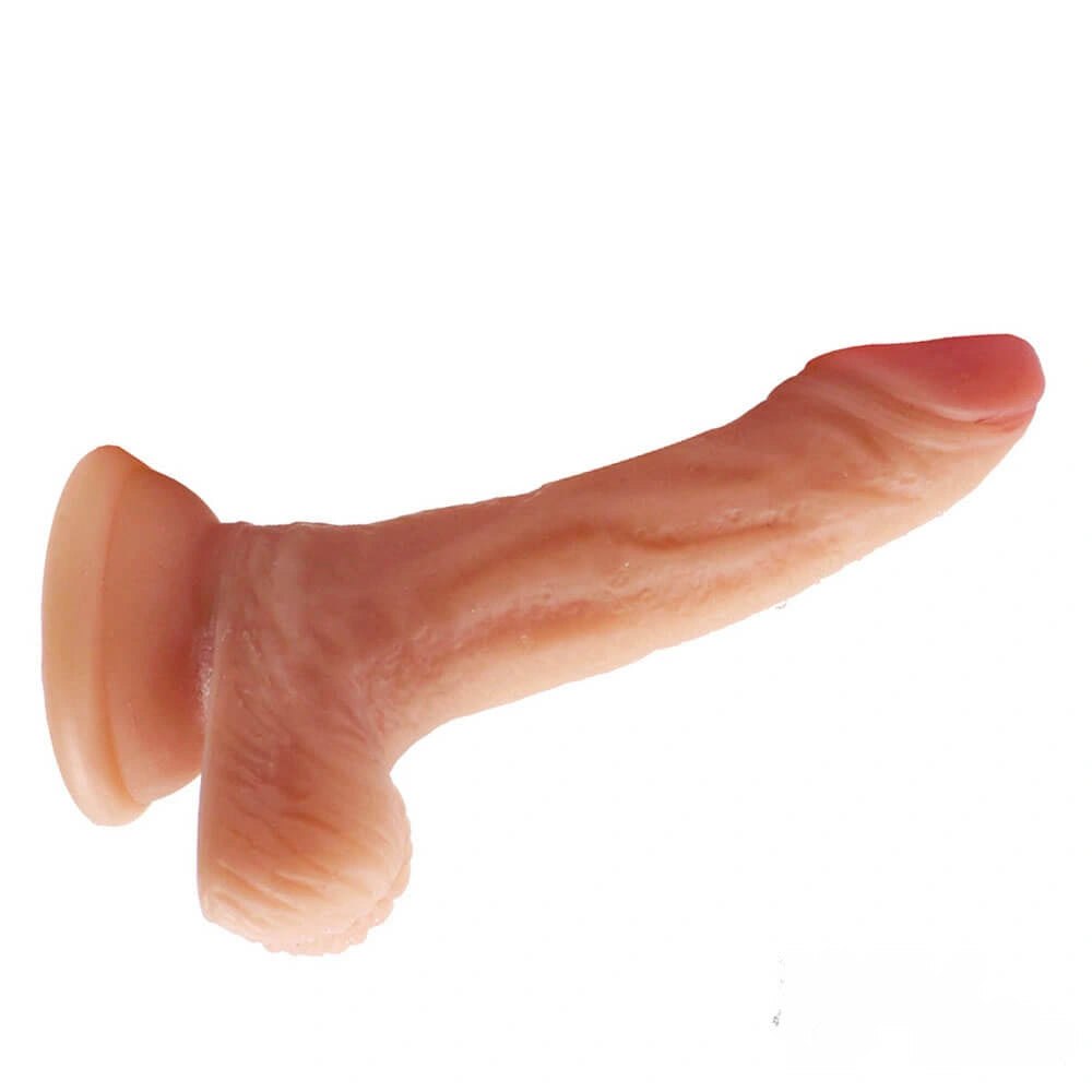 Flesh curved silicone suction cup dildo