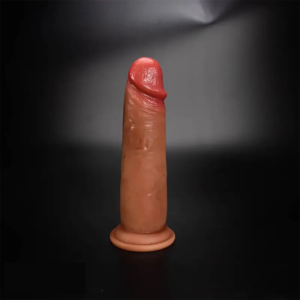 Flesh curved silicone g-spot dildo, photo 3