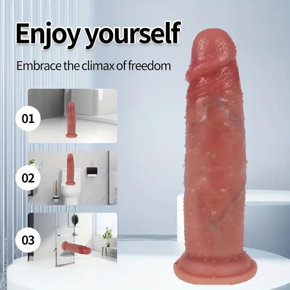 Flesh curved silicone g-spot dildo, photo 5