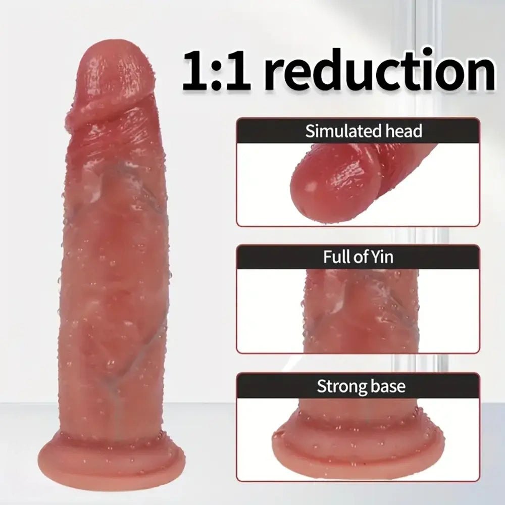 Flesh curved silicone g-spot dildo, photo 6