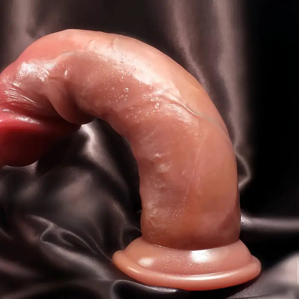Flesh curved silicone g-spot dildo, photo 7