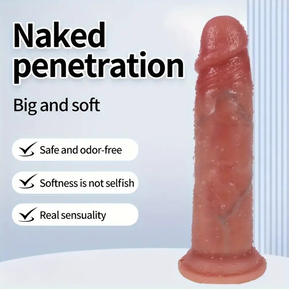 Flesh curved silicone g-spot dildo, photo 8