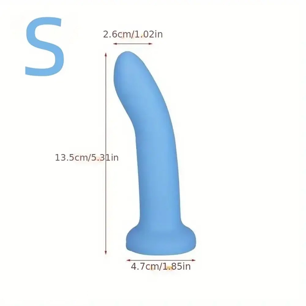 Blue curved slim silicone dildo