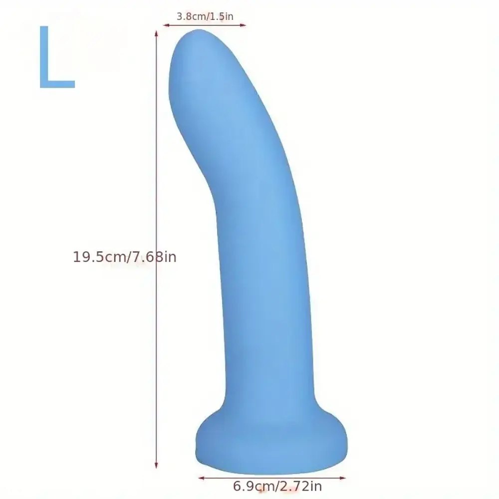 Blue curved slim silicone dildo