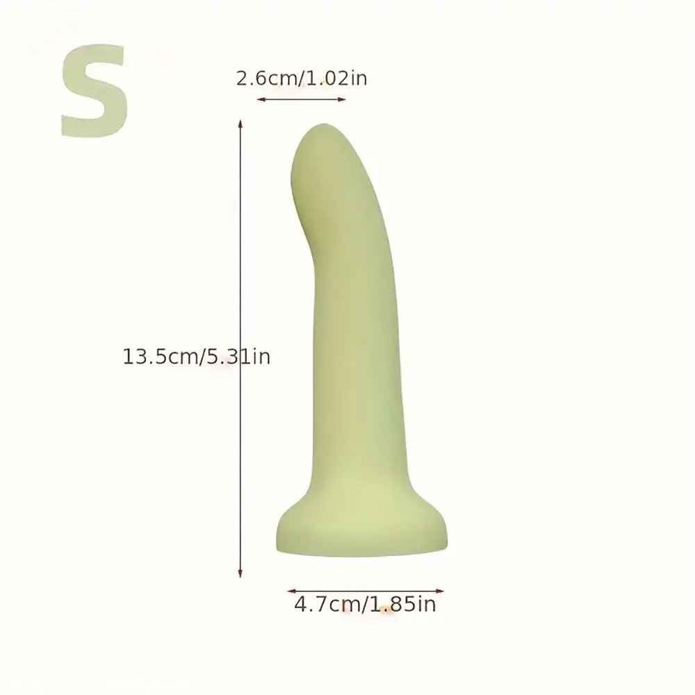 Green curved slim silicone dildo