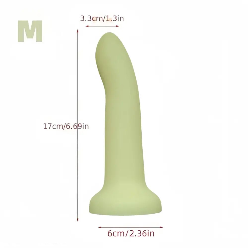 Green curved slim silicone dildo