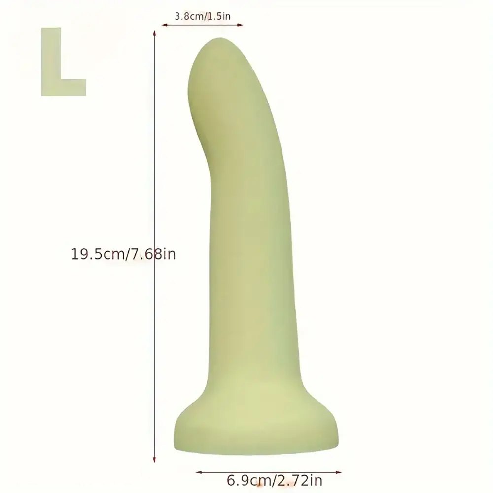 Green curved slim silicone dildo