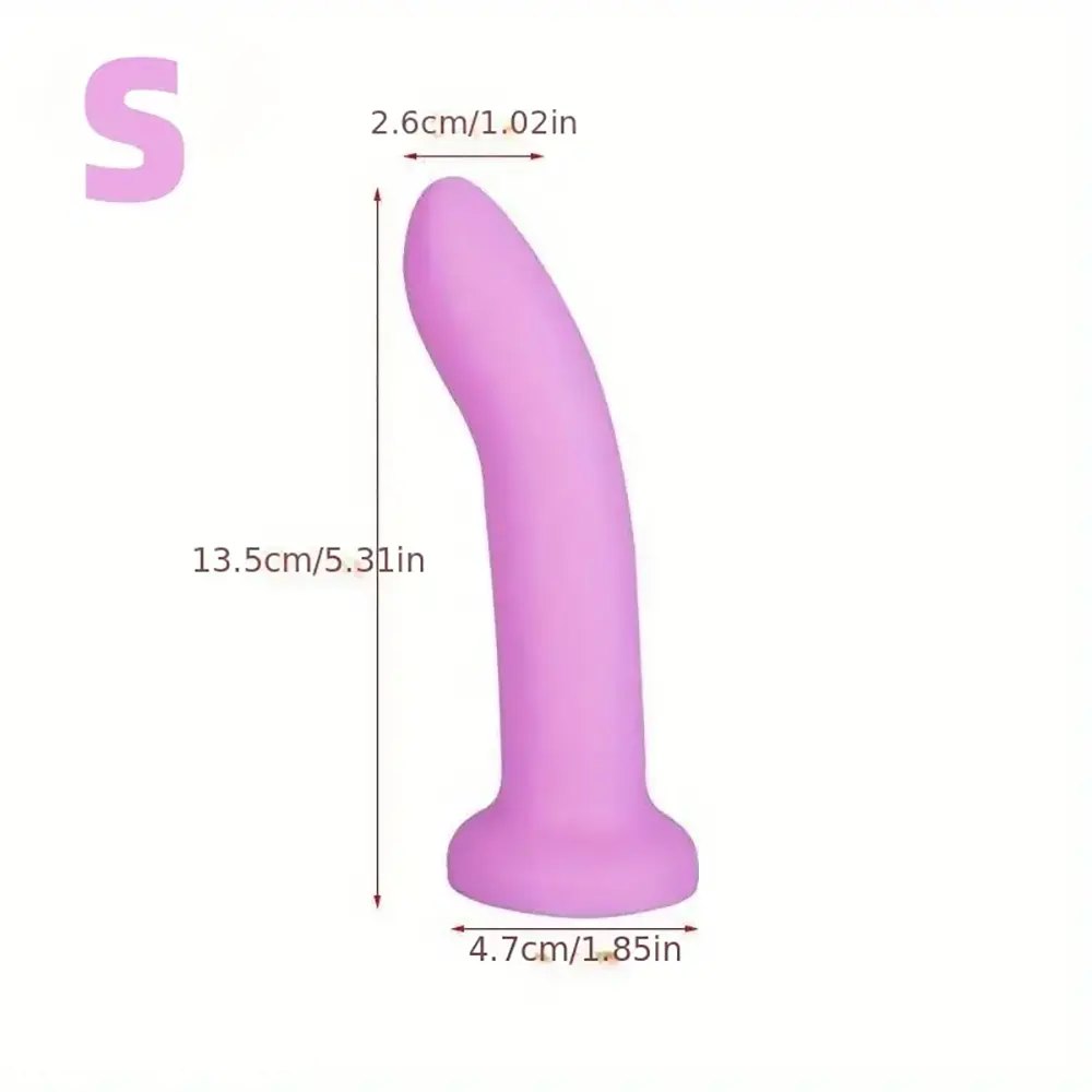 Pink curved slim silicone dildo