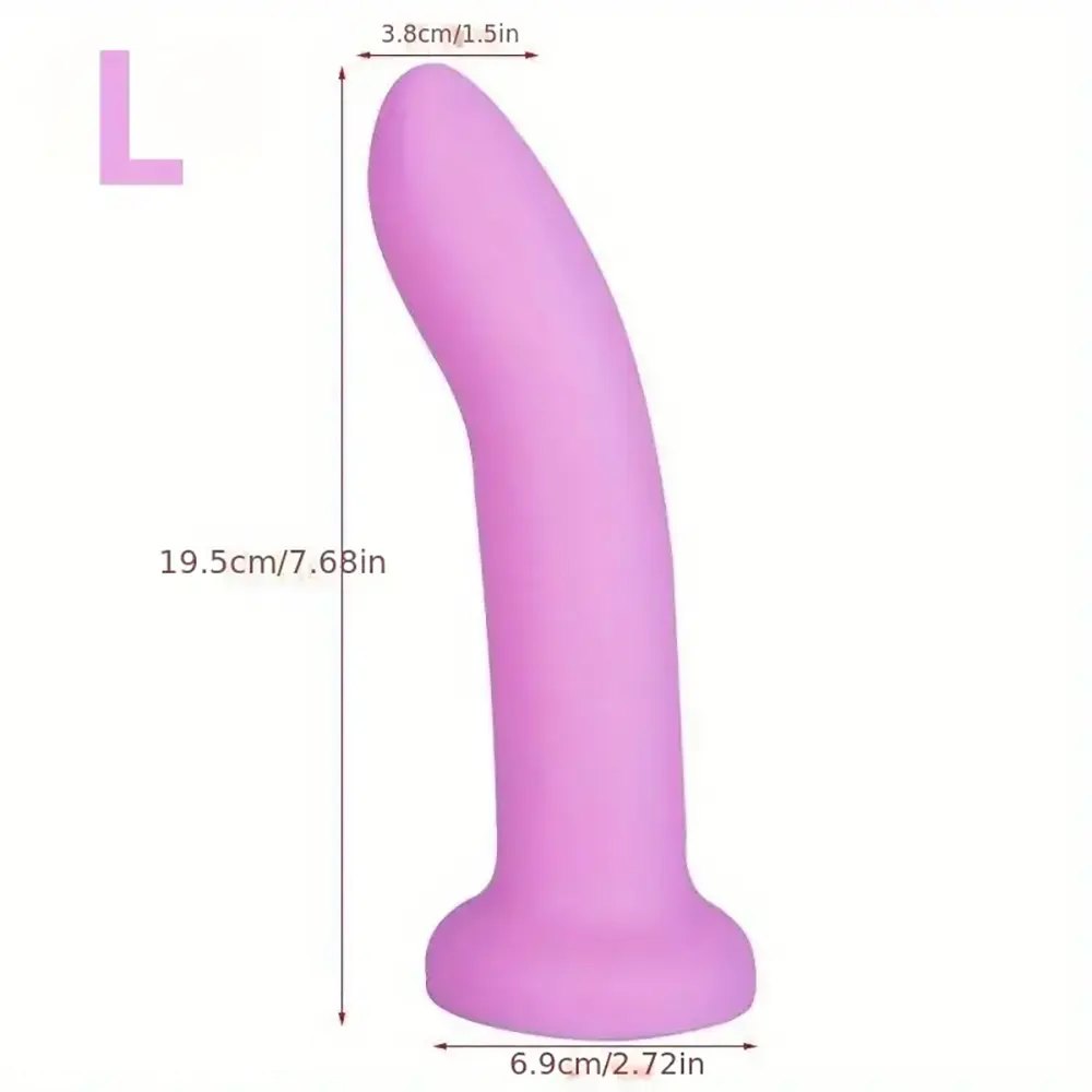 Pink curved slim silicone dildo