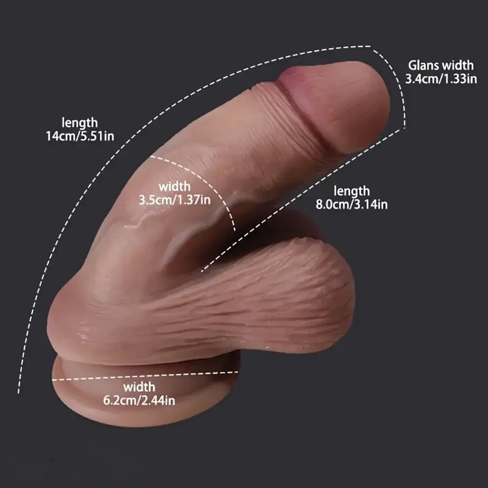 Flesh tone curved realistic silicone dildo, photo 2