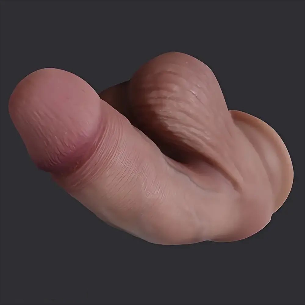 Flesh tone curved realistic silicone dildo, photo 3