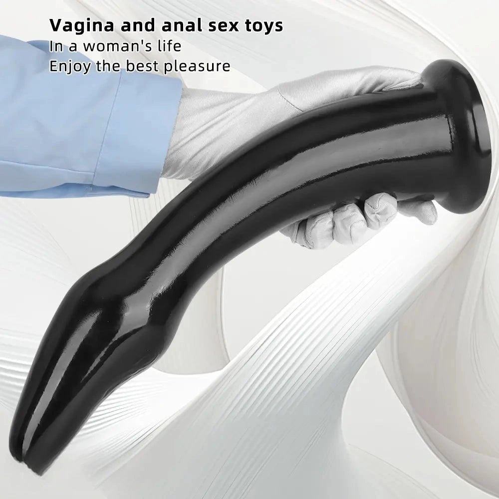 Black curved pvc dildo, photo 4