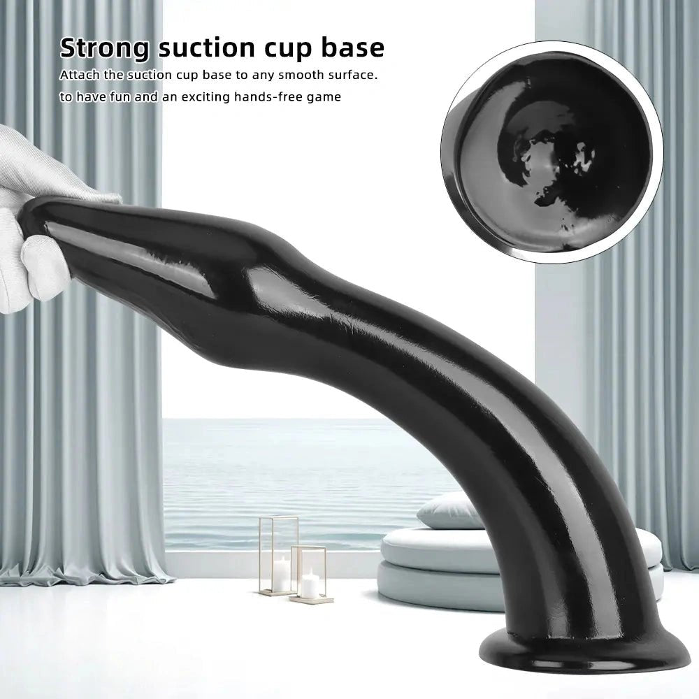 Black curved pvc dildo, photo 5