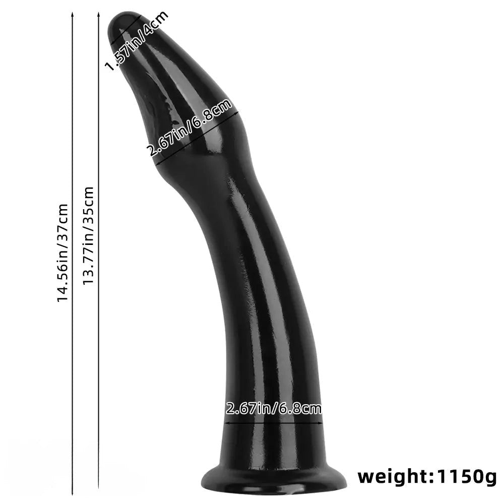 Black curved pvc dildo, photo 8