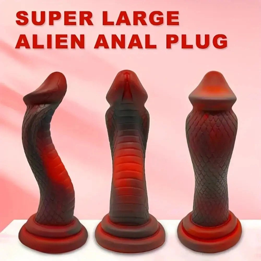 Mixed color curved snake scale fantasy dildo, photo 2