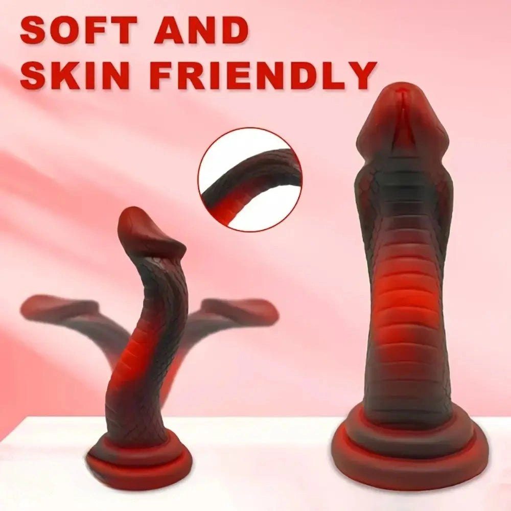 Mixed color curved snake scale fantasy dildo, photo 3
