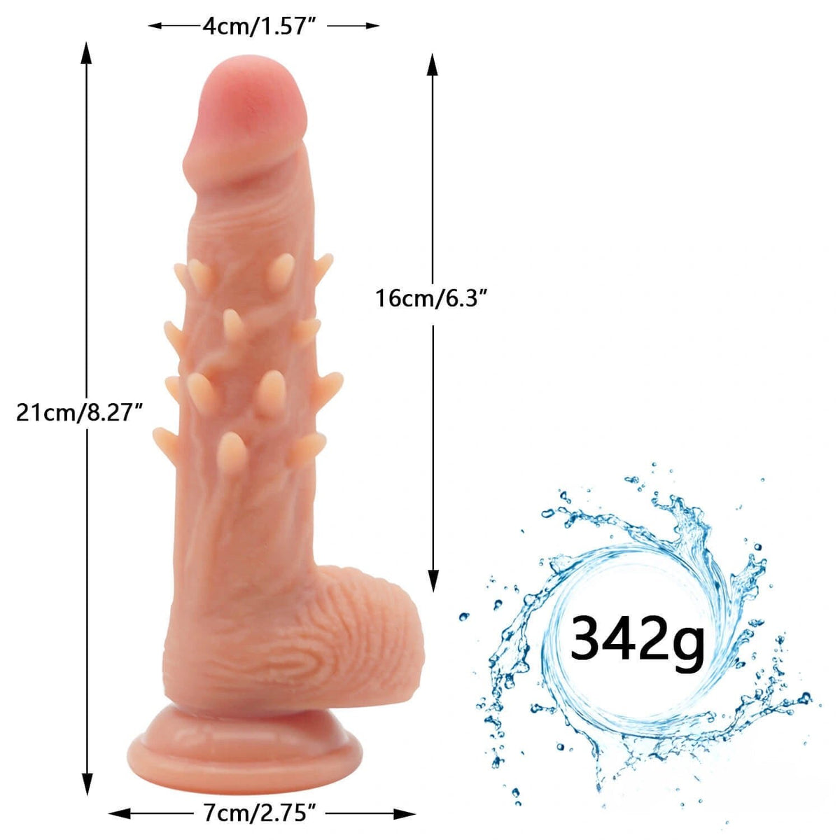 Curved spiked G-spot silicone dildo, photo 2
