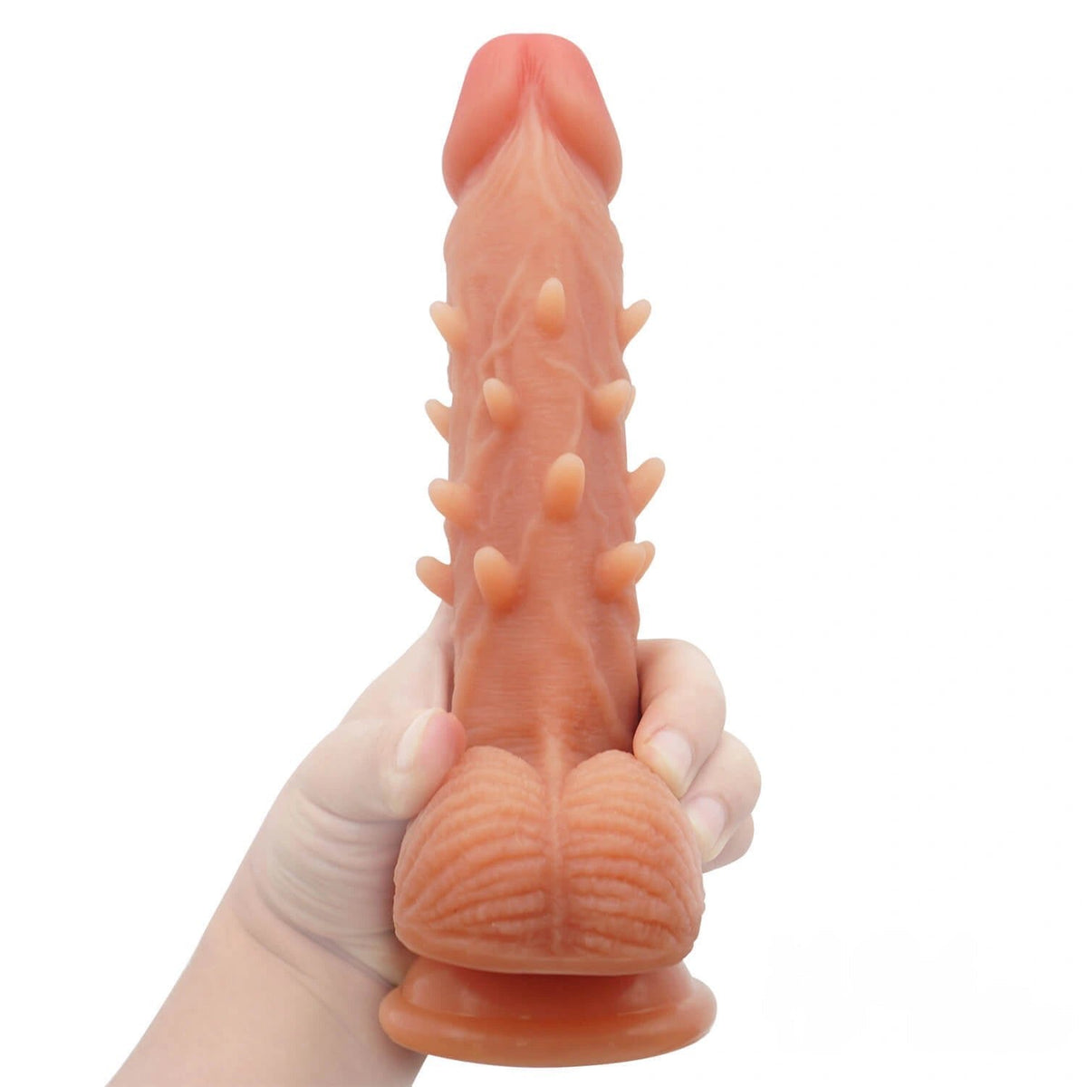 Curved spiked G-spot silicone dildo, photo 6