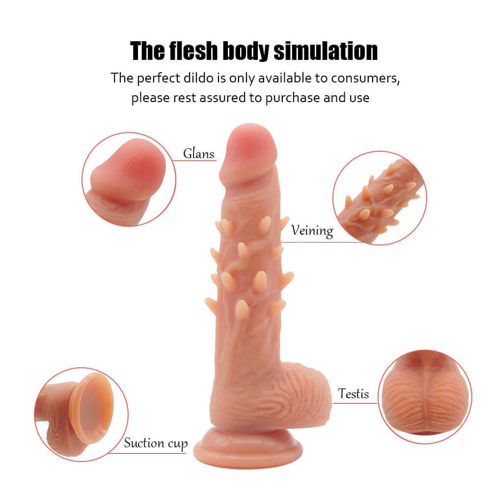Curved spiked G-spot silicone dildo, photo 8