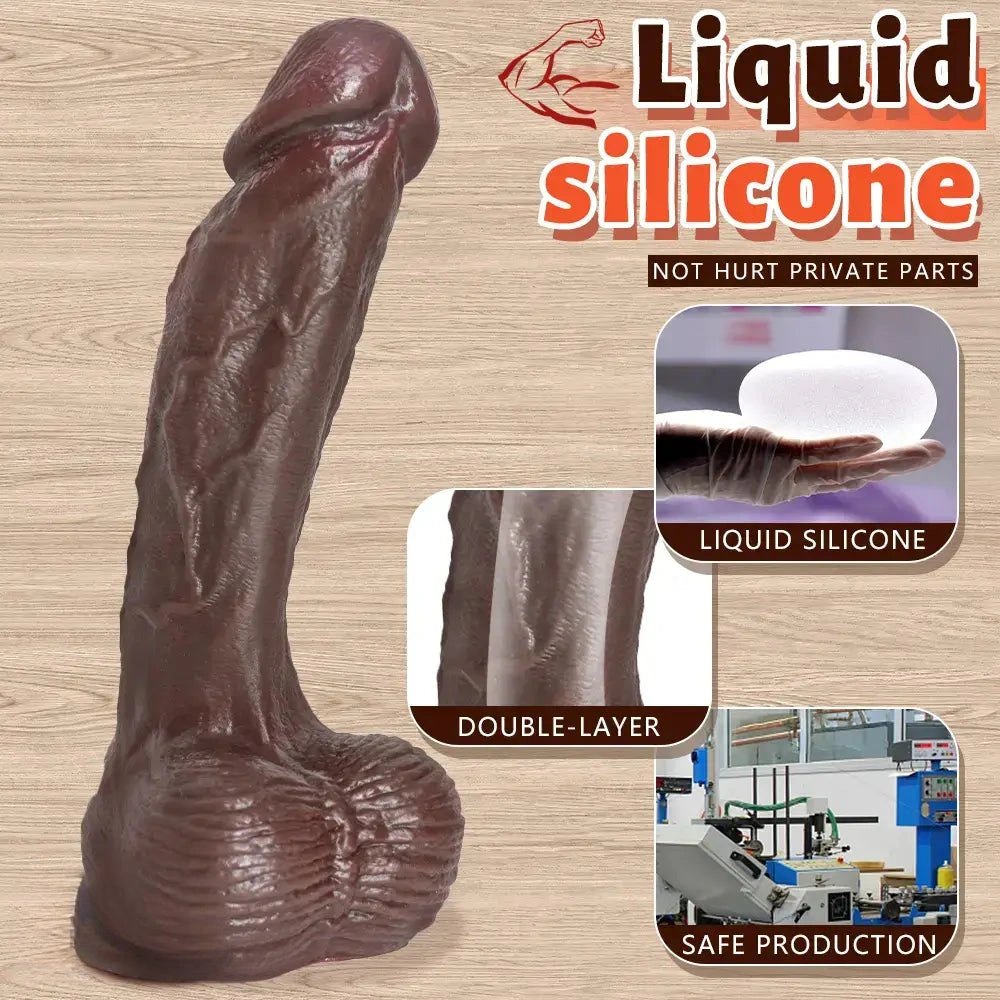 Coffee colored curved strap-on dildo, photo 10