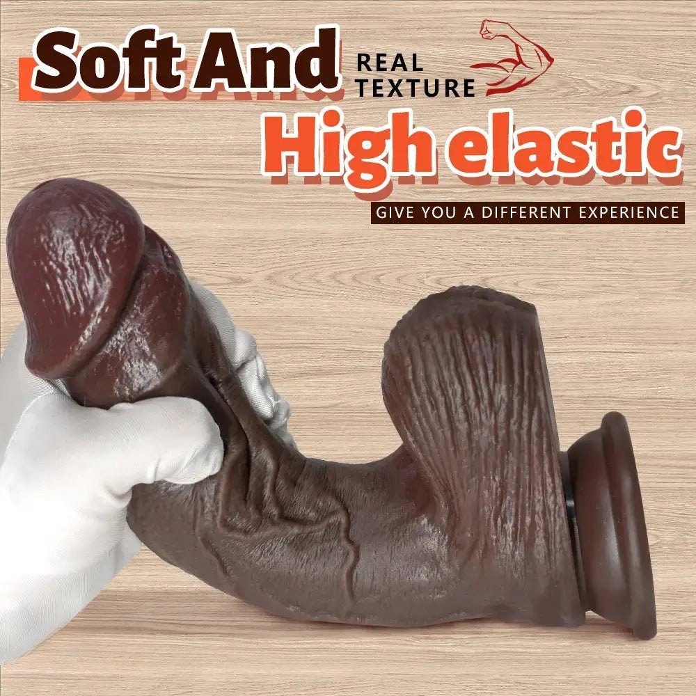 Coffee colored curved strap-on dildo, photo 11