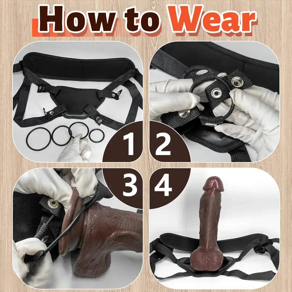 Coffee colored curved strap-on dildo, photo 12