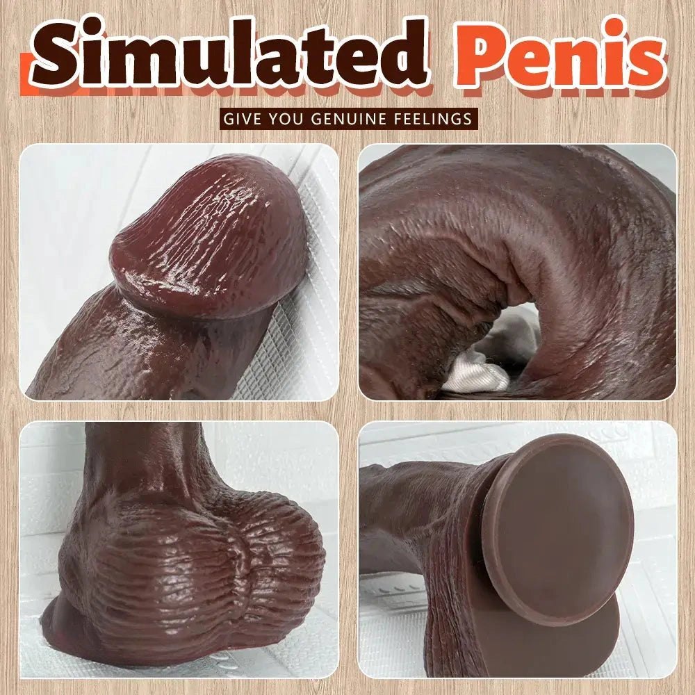 Coffee colored curved strap-on dildo, photo 13