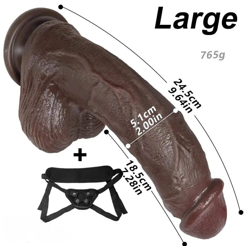 Coffee colored curved strap-on dildo, photo 16