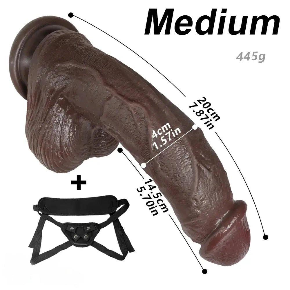 Coffee colored curved strap-on dildo, photo 17