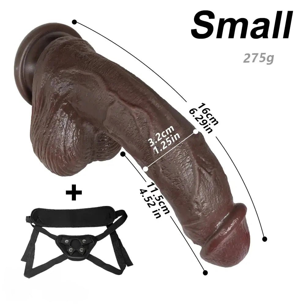 Coffee colored curved strap-on dildo, photo 19