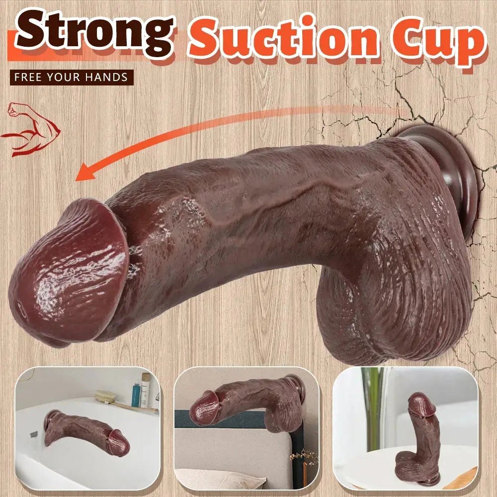 Coffee colored curved strap-on dildo, photo 7